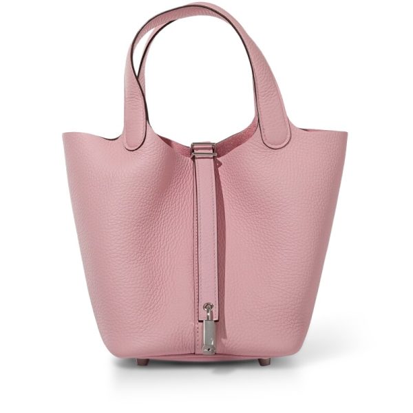Hermes Rose Sakura Clemence Picotin Lock 18 Palladium Hardware