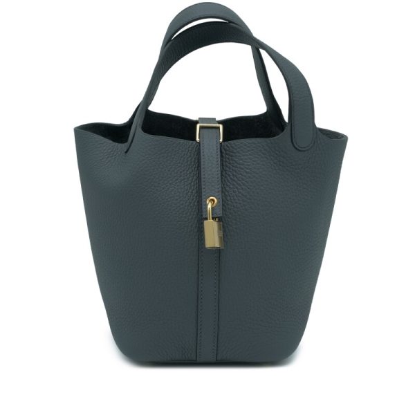 Hermes Gris Misty Clemence Picotin Lock 18 Permabrass Hardware