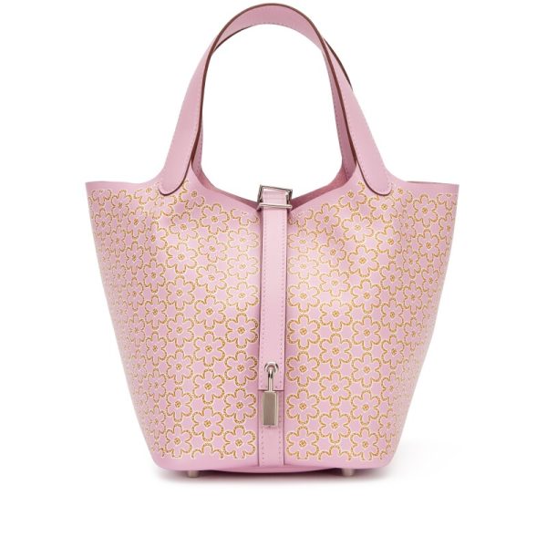 Hermes Mauve Sylvestre Swift Lucky Daisy Picotin Lock 18 Palladium Hardware