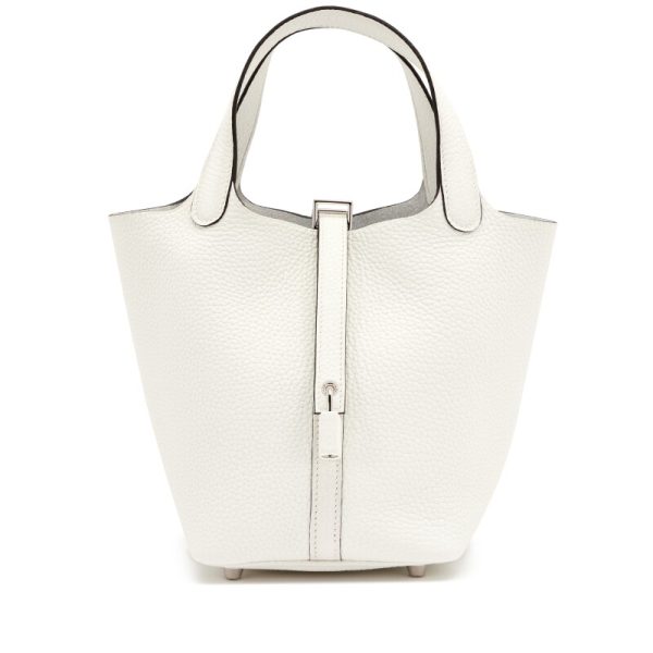Hermes New White Clemence Picotin Lock 18 Palladium Hardware