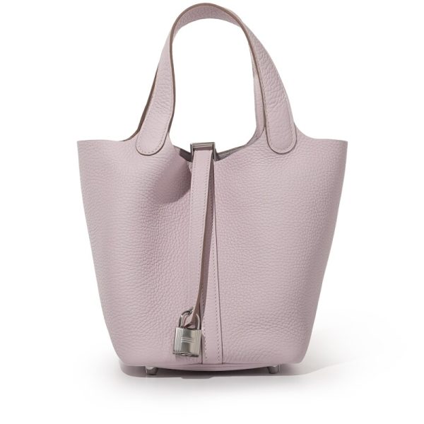 Hermes Mauve Pale Clemence Picotin Lock 18 Palladium Hardware