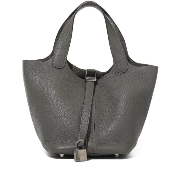 Hermes Gris Meyer Clemence Picotin Lock 18 Palladium Hardware