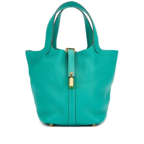 Hermes Vert Verone Clemence Picotin Lock 18 Gold Hardware