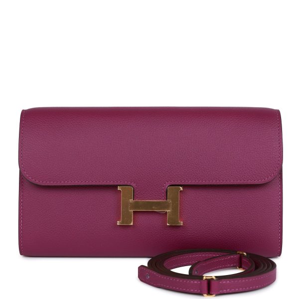 Hermes Constance Wallet To Go Anemone Evercolor Gold Hardware