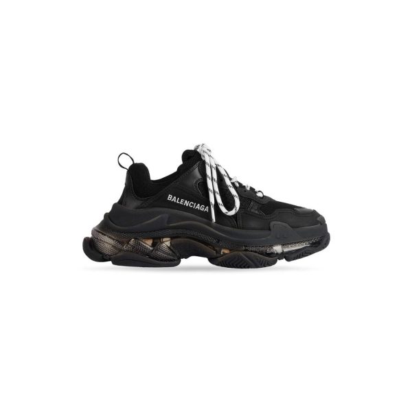 Womens Triple S Clear Sole Sneaker  in Black