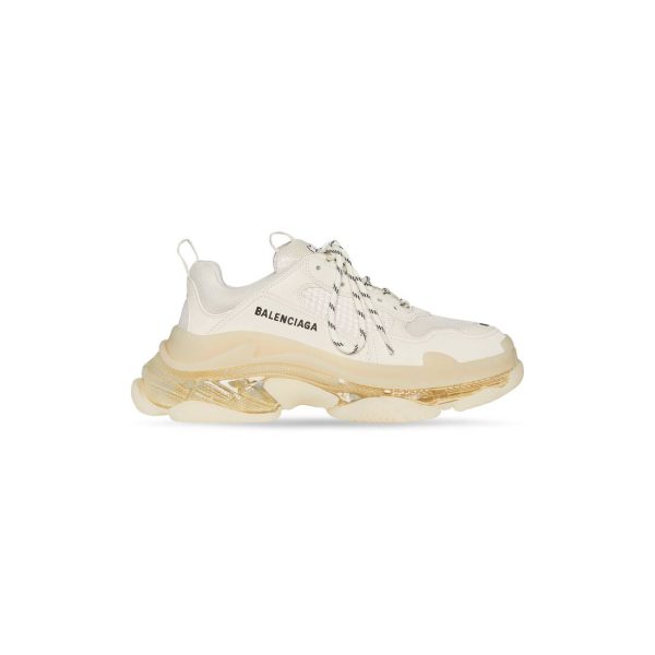 Womens Triple S Clear Sole Sneaker in Beige