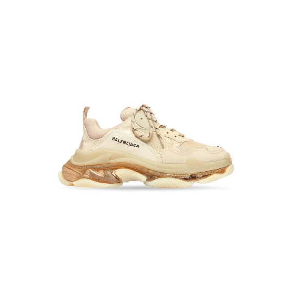Womens Triple S Clear Sole Sneaker in Beige