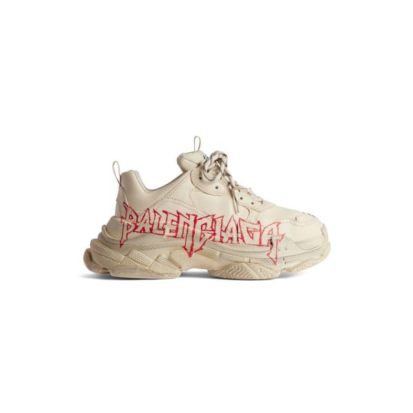 Mens Triple S Sneaker Diy Metal  in White/red/black