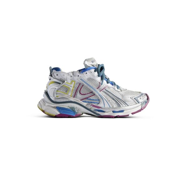 Womens Runner Sneaker  in White/blue/purple/yellow