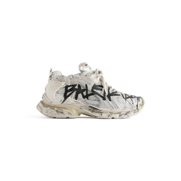 Mens Runner Graffiti Sneaker in White