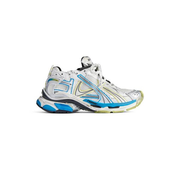 Mens Runner Sneaker  in White/yellow/blue