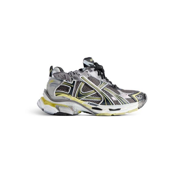Mens Runner Sneaker  in Grey/yellow/white