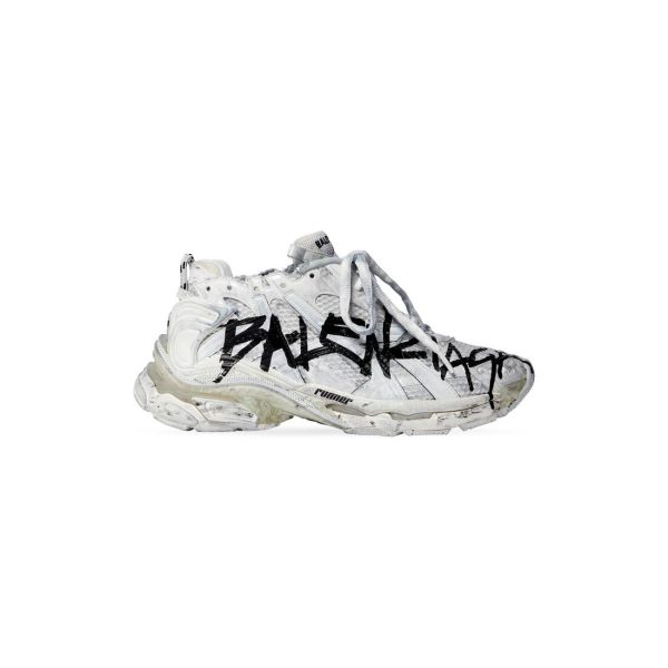 Womens Runner Graffiti Sneaker in White