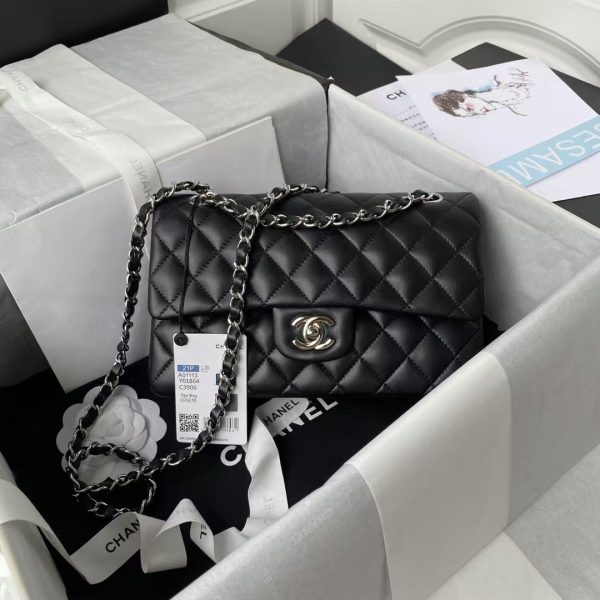 Chanel Small Classic Handbag Silver Hardware