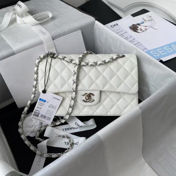 Chanel Small Classic Handbag Caviar Silver Hardware