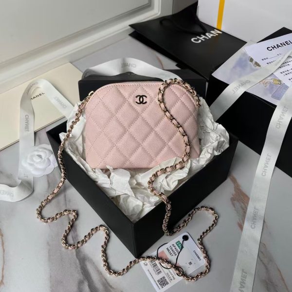 Chanel 24S AP4000 Mini Clutch with Chain Crossbody Bag Light Pink Caviar Light Gold Hardware