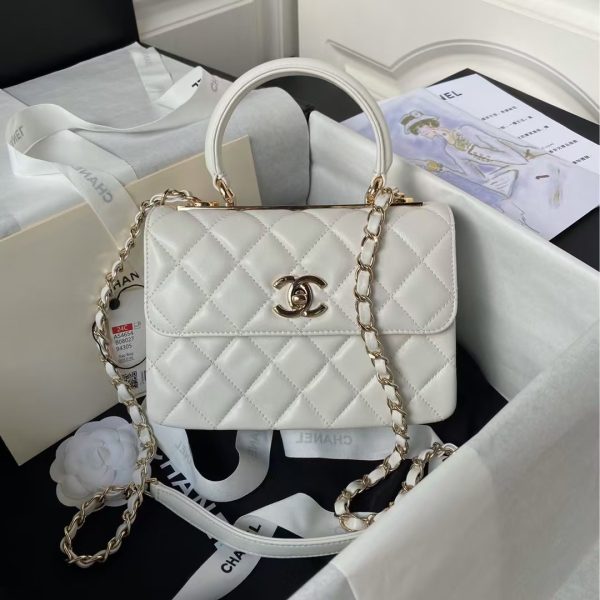 Chanel AS4654 Mini Fashion CC Flap Bag White Lambskin Light Gold Hardware