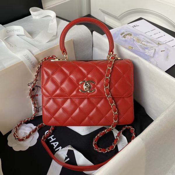 Chanel AS4654 Mini Fashion CC Flap Bag Red Lambskin Light Gold Hardware