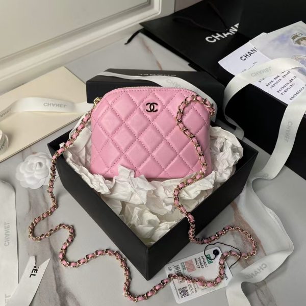 Chanel 24S AP4000 Mini Clutch with Chain Crossbody Bag Pink Caviar Light Gold Hardware