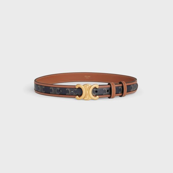 Medium Triomphe Belt in Triomphe Canvas and Calfskin