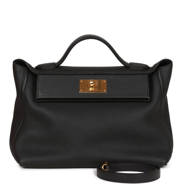 Hermes 24/24 Bag 29 Black Togo and Swift Gold Hardware