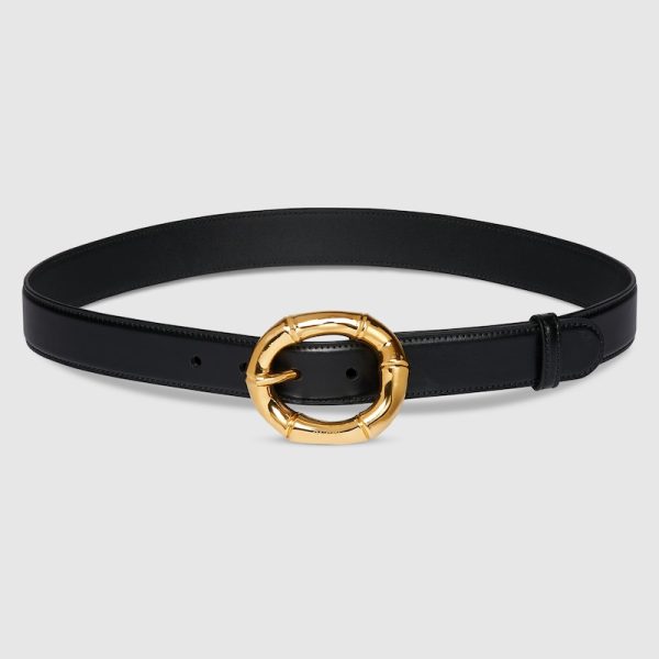 Belt with round bamboo buckle