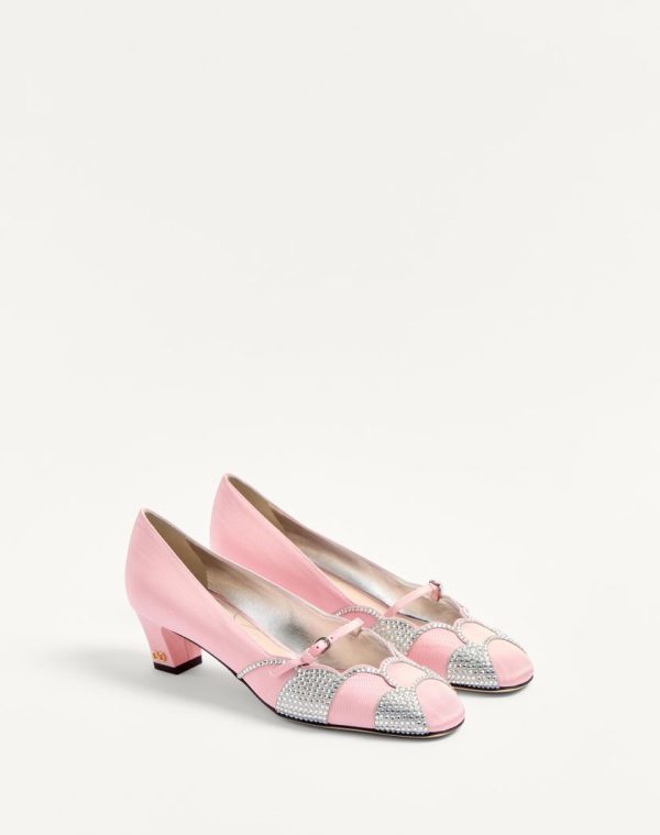 BOWOW PUMPS IN MOIR?? FABRIC WITH CRYSTALS 45MM