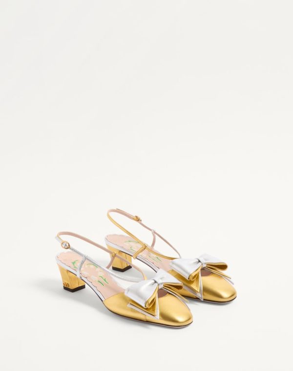 BOWOW SLINGBACK PUMPS IN LAMINATED NAPPA 45MM