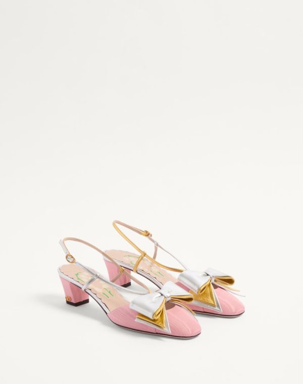 BOWOW SLINGBACK PUMPS IN MOIR?? FABRIC 45MM