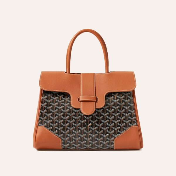 Goyard Saigon Tote Black & Brown Goyardine Canvas Palladium Hardware