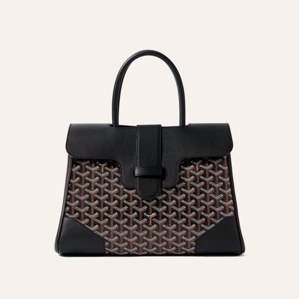 Goyard Saigon Tote Black Goyardine Canvas Palladium Hardware
