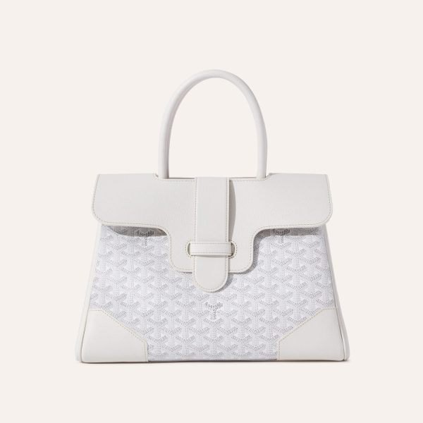 Goyard Saigon Tote White Goyardine Canvas Palladium Hardware