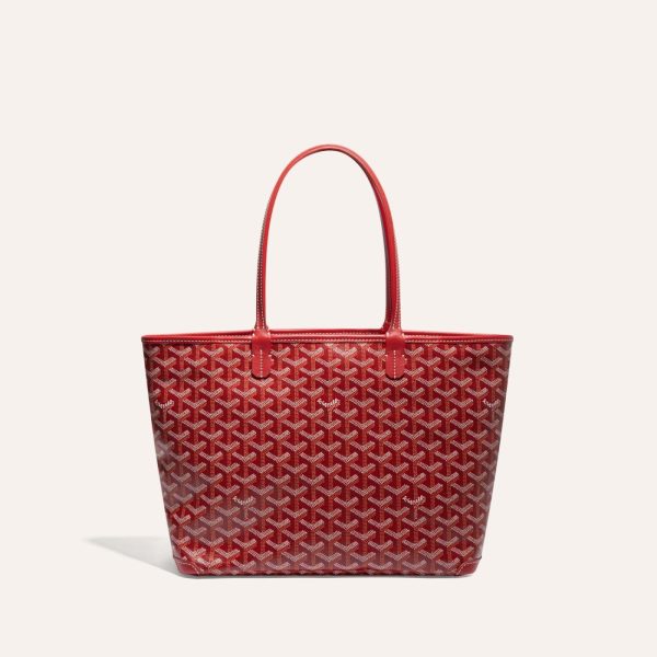 Goyard Goyardine Artois Tote PM Red Canvas & Chevroches Calfskin Palladium Hardware