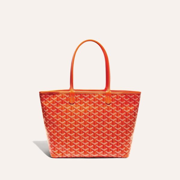 Goyard Goyardine Artois Tote PM Orange Canvas & Chevroches Calfskin Palladium Hardware
