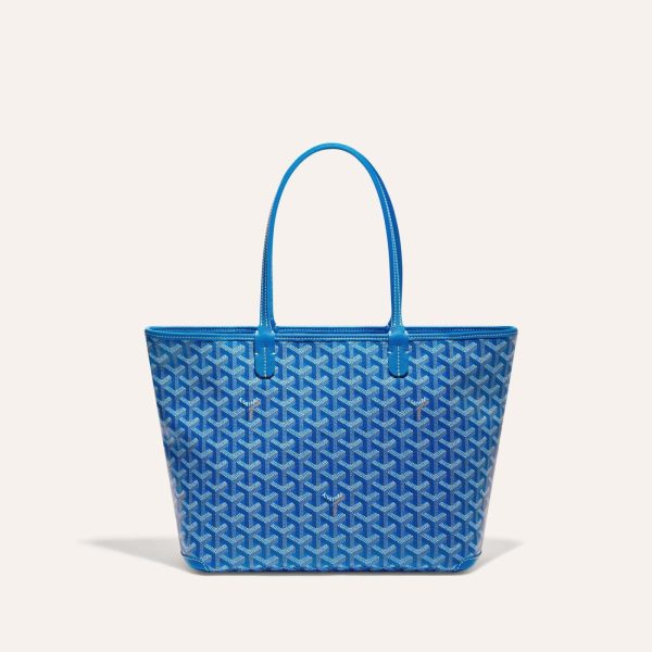 Goyard Goyardine Artois Tote PM Sky Blue Canvas & Chevroches Calfskin Palladium Hardware