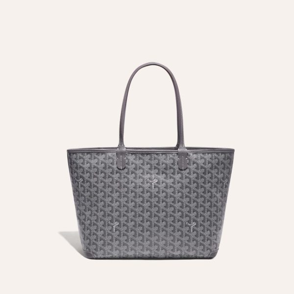 Goyard Goyardine Artois Tote PM Grey Canvas & Chevroches Calfskin Palladium Hardware