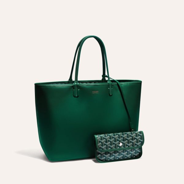 Goyard Goyardine Green Anjou PM Reversible Tote Palladium Hardware