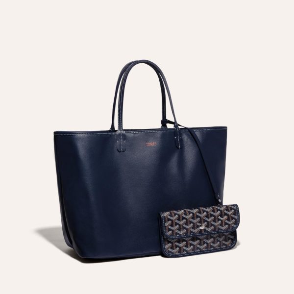 Goyard Goyardine Navy Blue Anjou PM Reversible Tote Bag Palladium Hardware