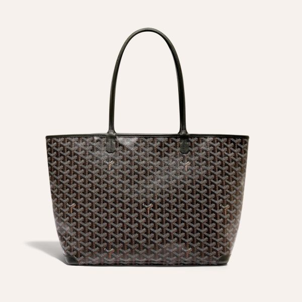 Goyard Artois Tote MM Black Goyardine Canvas & Chevroches Calfskin Palladium Hardware