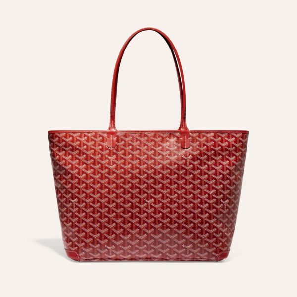 Goyard Artois Tote MM Red Goyardine Canvas & Chevroches Calfskin Palladium Hardware