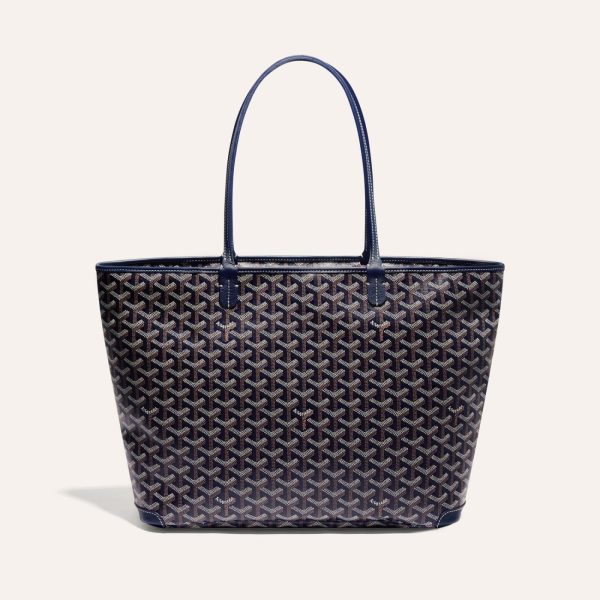Goyard Artois MM Tote Navy Goyardine Canvas & Chevroches Calfskin Palladium Hardware
