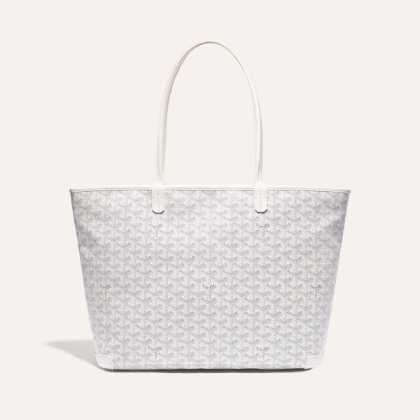 Goyard Artois Tote MM White Goyardine Canvas & Chevroches Calfskin Palladium Hardware