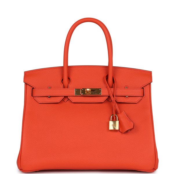 Hermes Birkin 30 Orange Poppy Clemence Gold Hardware