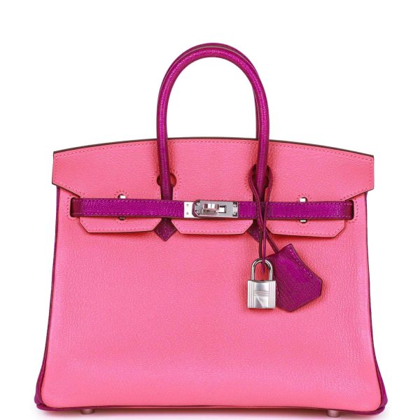 Hermes Special Order (HSS) Birkin 25 Rose Lipstick and Anemone Chevre Palladium Hardware