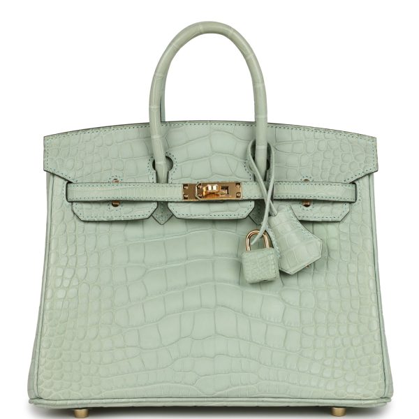 Hermes Birkin 25 Vert D’Eau Matte Alligator Gold Hardware