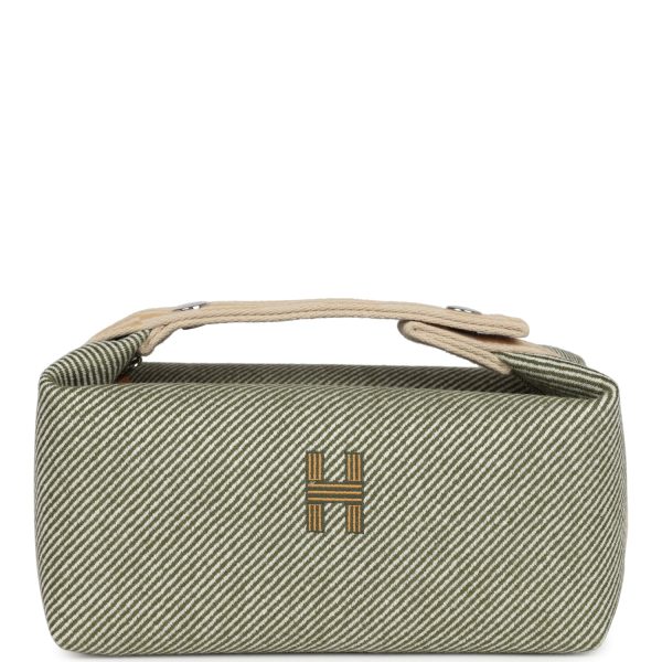 Hermes Bride-A-Brac PM Vert Foret H Natte Canvas and Wool Palladium Hardware