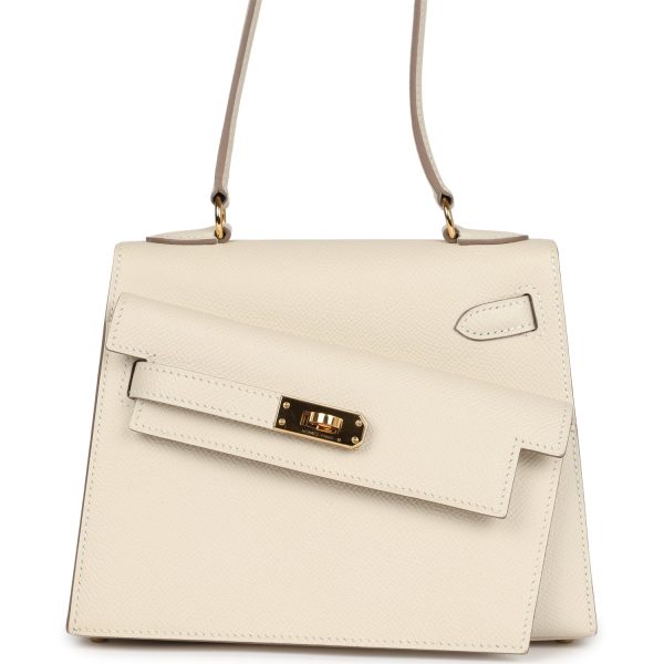 Hermes Kelly Sellier en Desordre 20 Craie Epsom Gold Hardware