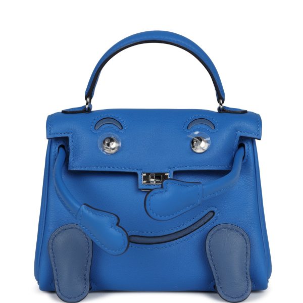 Hermes “Quelle Idolle” Kelly Doll Bleu Zellige and Bleu Agate Swift Palladium Hardware