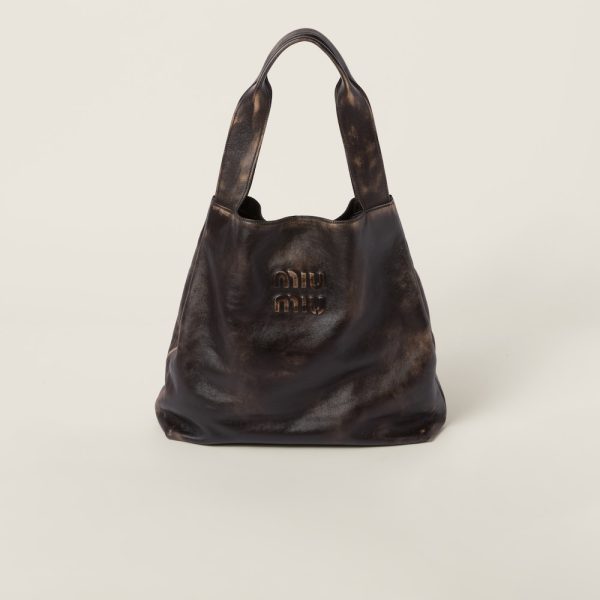 Nappa hobo bag with logo