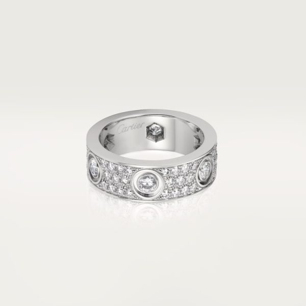 LOVE ring, classic model, paved, 6 diamonds
